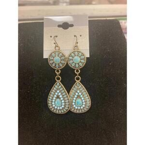Faux Turquoise Drop Earrings